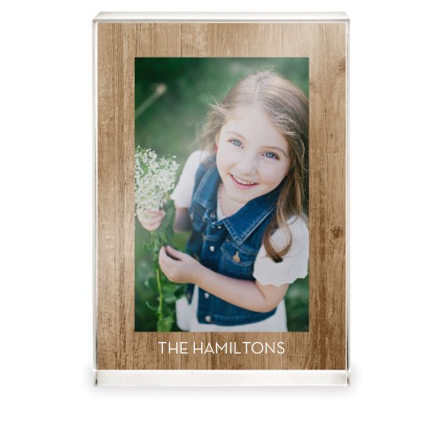 Natural Wood Memory Acrylic Block, 5x7, Beige, beige