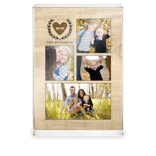 Rustic Modern Foliage Collage Acrylic Block, 5x7, Brown, wood