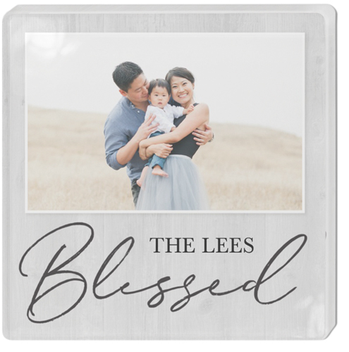 Blessed Weathered Wood Acrylic Magnet, 3x3, Gray