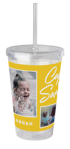 Cup of Sunshine Acrylic Tumbler with Straw, 16oz, Yellow