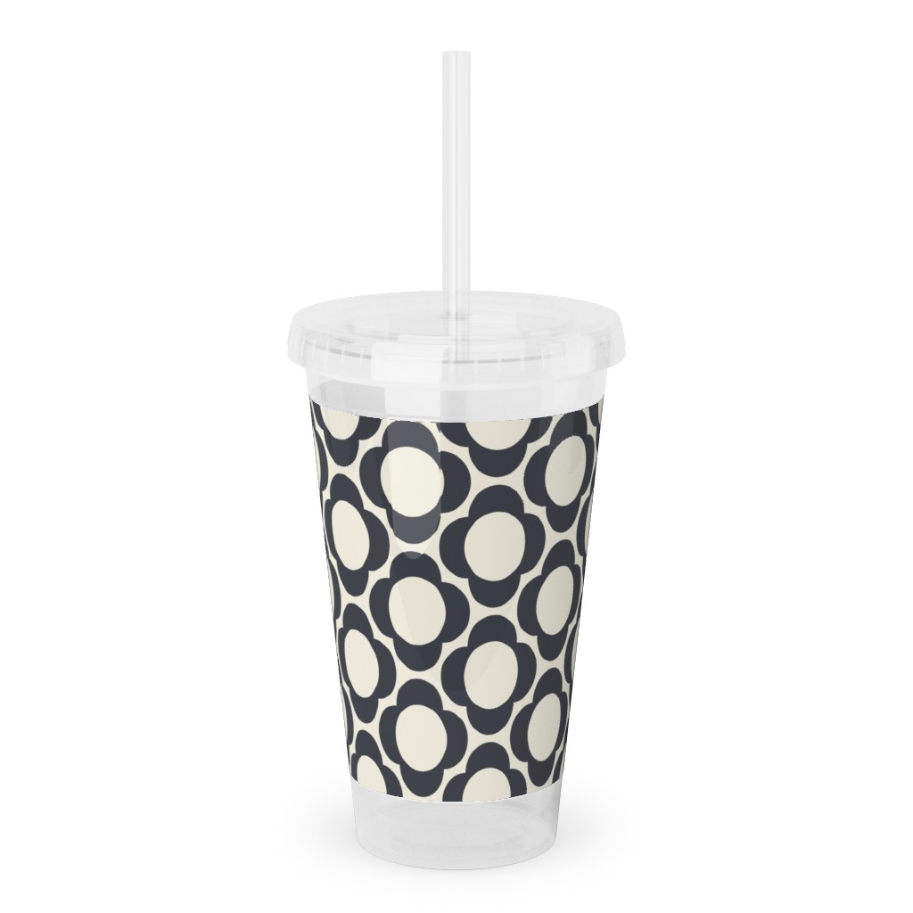 Lotta S Scandi Daisy Navy On Cream Acrylic Tumbler With Straw Shutterfly