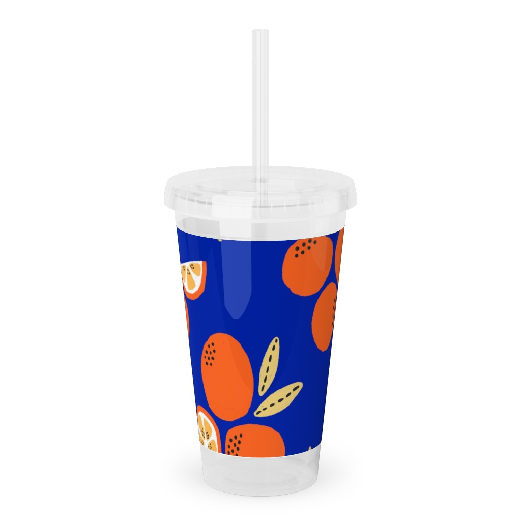Clemantine - Blue Acrylic Tumbler with Straw, 16oz, Blue