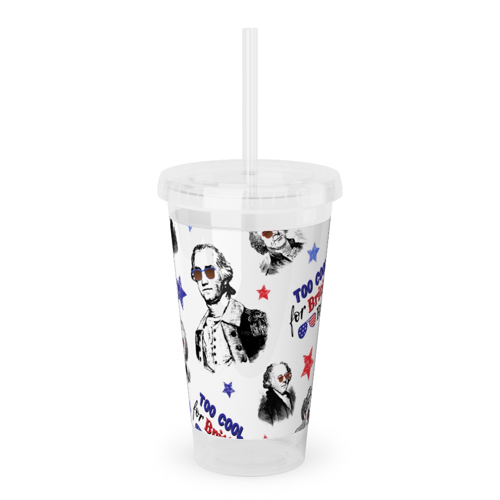 Too Cool for British Rule Acrylic Tumbler with Straw, 16oz, Multicolor