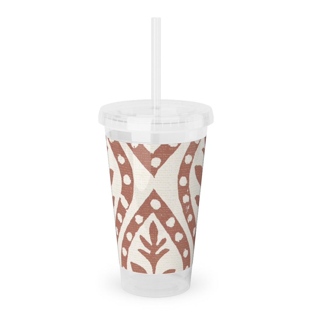 Molly's Print - Terracotta Acrylic Tumbler with Straw, 16oz, Brown