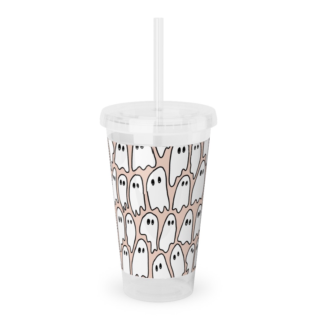 Ghosted Acrylic Tumbler with Straw, 16oz, Pink