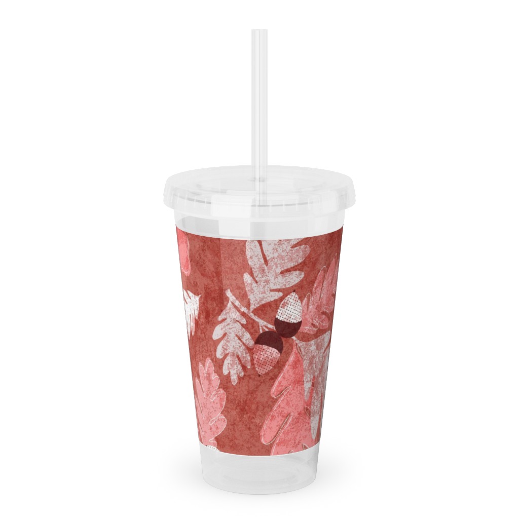 Oak Forest - Red Acrylic Tumbler with Straw, 16oz, Red