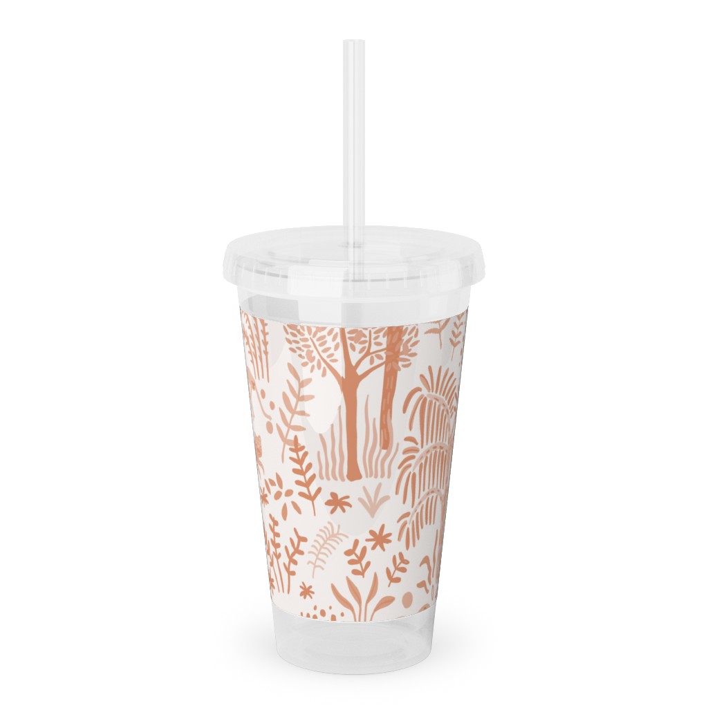 Indian Garden - Peachy Acrylic Tumbler with Straw, 16oz, Pink