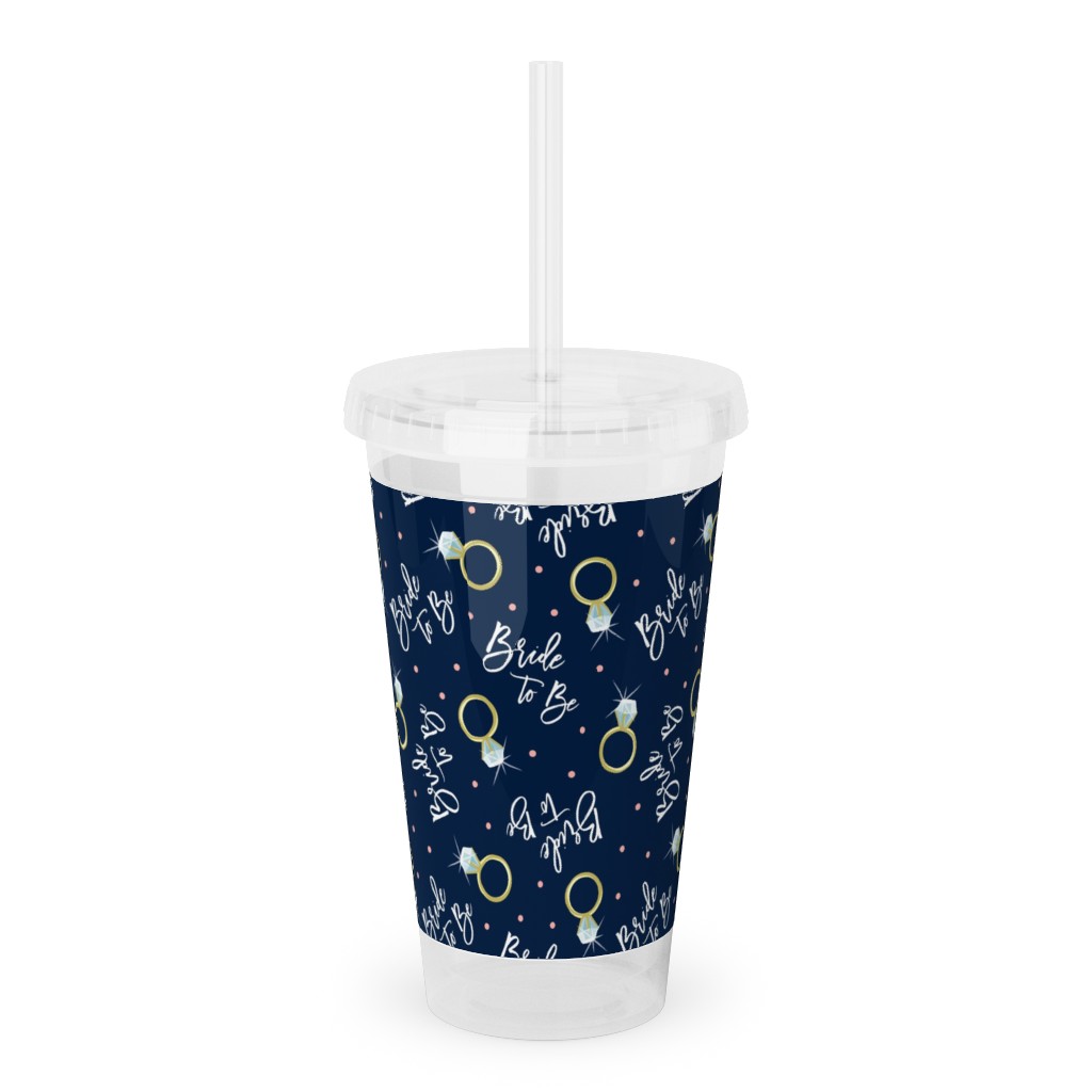 Bride To Be - Navy Acrylic Tumbler with Straw, 16oz, Blue