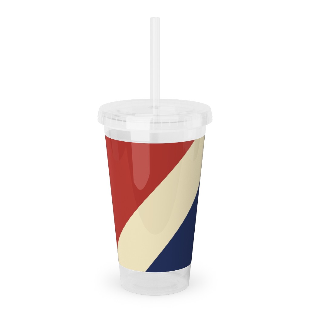 Camping Stripe Diagonal - Multi Acrylic Tumbler with Straw, 16oz, Multicolor