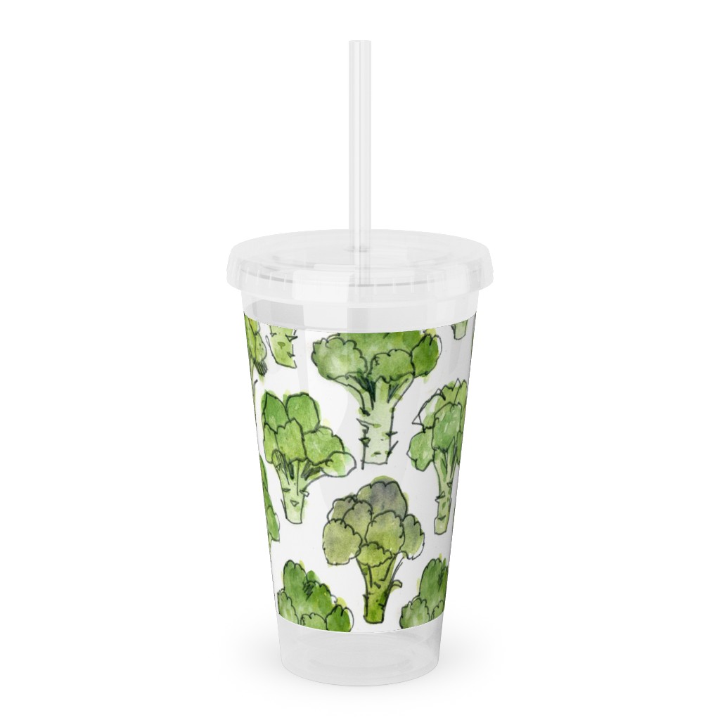 Broccoli - Green Acrylic Tumbler with Straw, 16oz, Green
