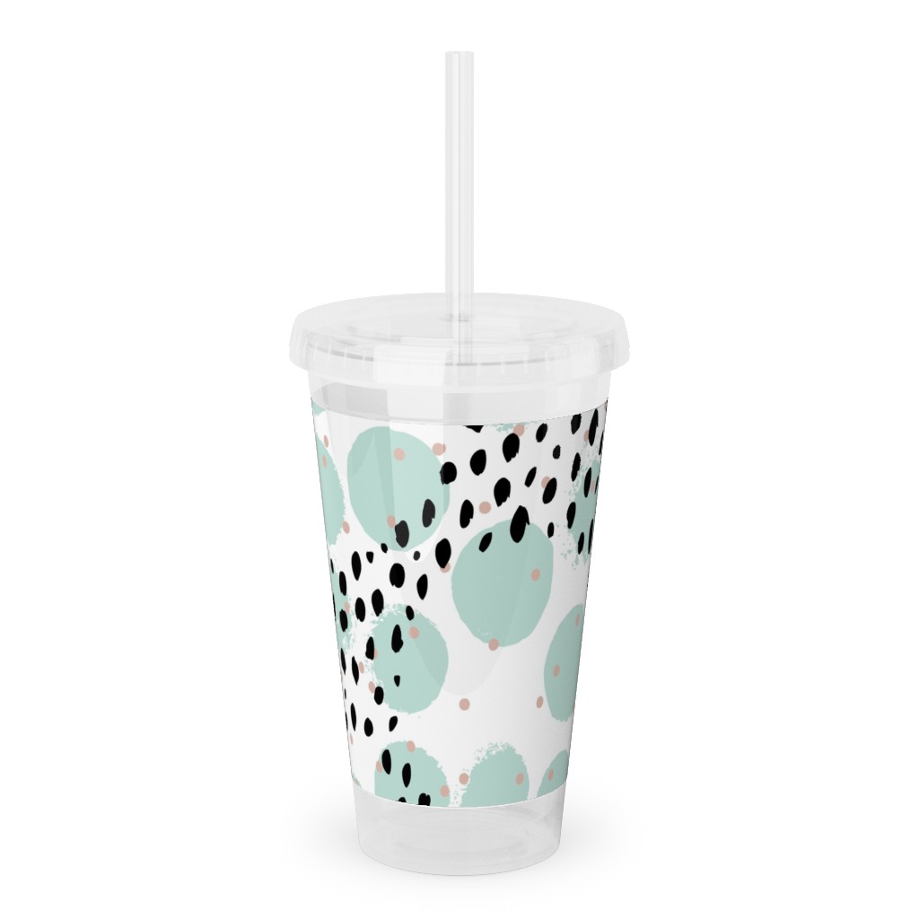 Abstract Rain - Green Acrylic Tumbler with Straw, 16oz, Green