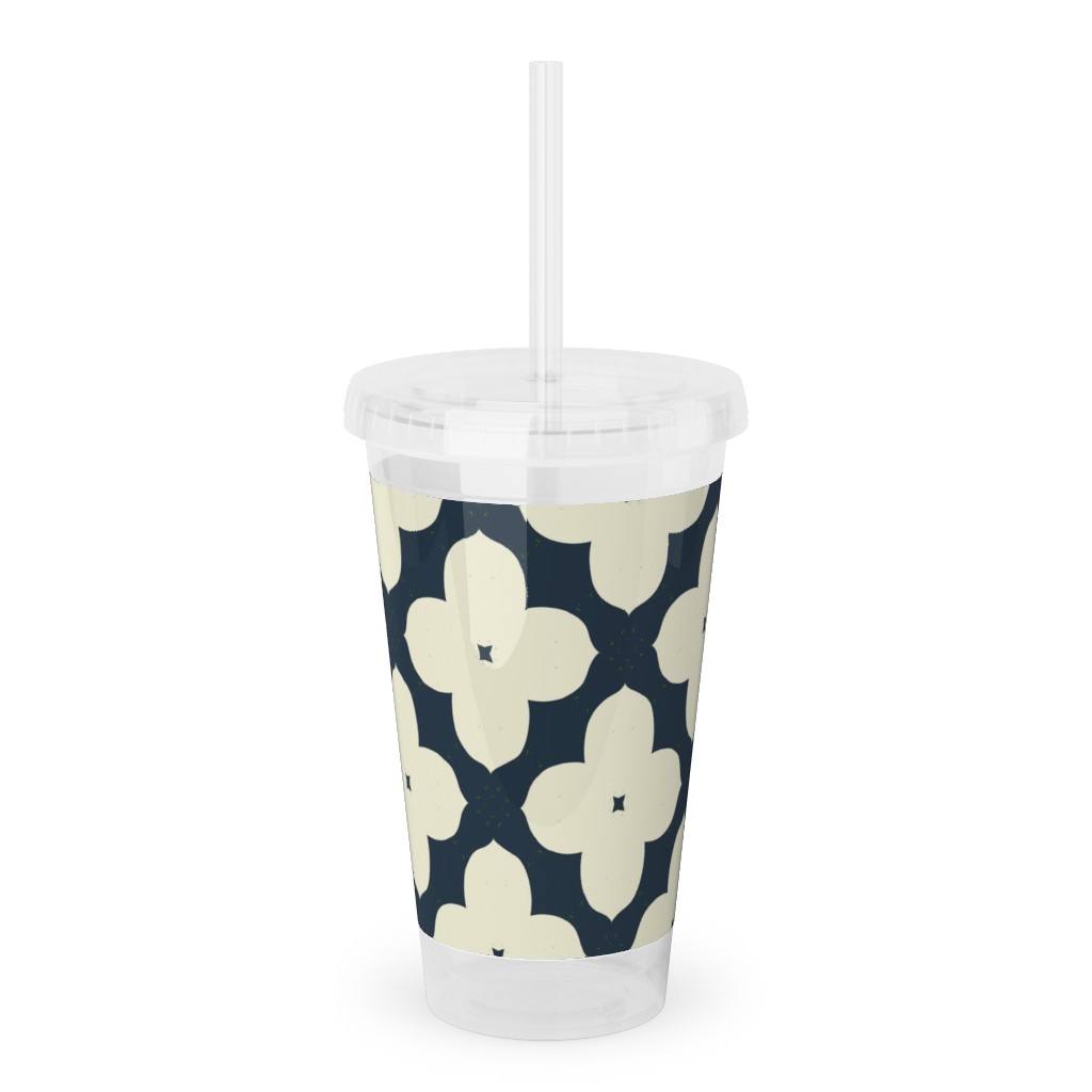 Bunchberry - Black Acrylic Tumbler with Straw, 16oz, Blue