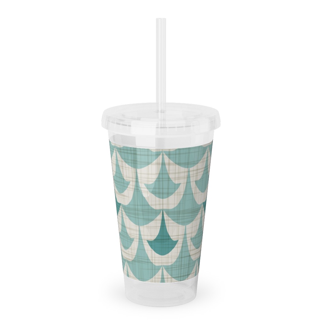 Rhapsody - Beige and Teal Acrylic Tumbler with Straw, 16oz, Green