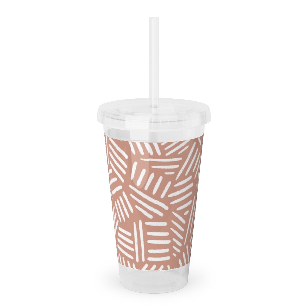 Dashes - Pink Acrylic Tumbler with Straw, 16oz, Pink