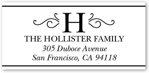 Monogram Expression Address Label, White, Matte, White