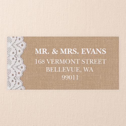 Burlap And Lace Address Label, Beige, Matte, Wheat