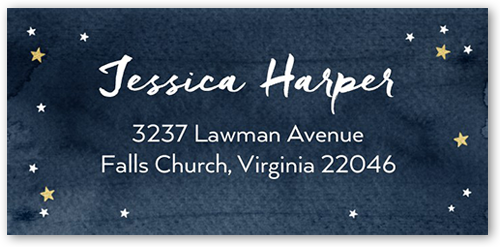 Starry Watercolor Address Label, Blue, Matte