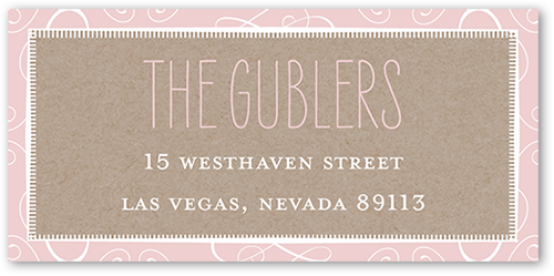 Bordered Christening Girl Address Label, Pink, Matte