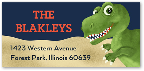 Dino Mite Address Label, Blue, Address Label, Matte