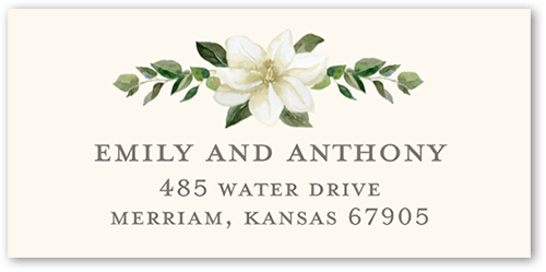 Painted Flower Address Label, Beige, Address Label, Matte, Antique White