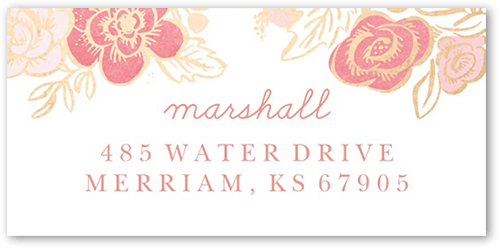 Gilded Flourish Address Label, Pink, Address Label, Matte