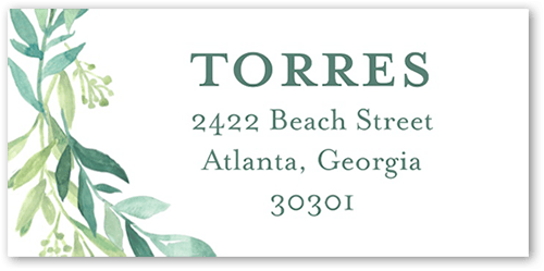 Framed by Florals Address Label, Green, Address Label, Matte, Fern