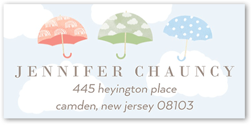 Drifting Umbrellas Address Label, Blue, Address Label, Matte, Heaven