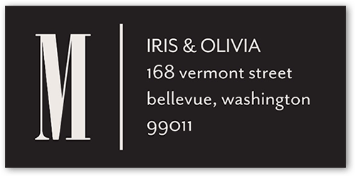 Fanciful Flair Address Label, Grey, Address Label, Matte, Charcoal