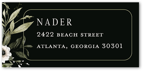 Floral Filigree Address Label, Black, Address Label, Matte, Black