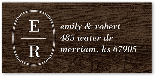 Majestic Monogram Address Label, Brown, Address Label, Matte, Wood