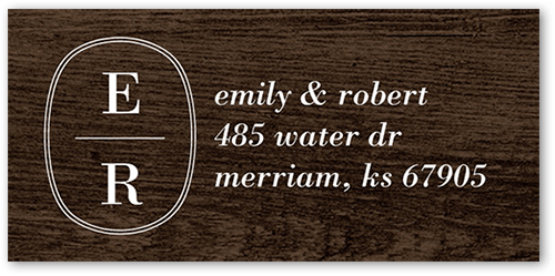 Majestic Monogram Address Label, Brown, Address Label, Matte