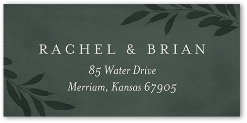 Pressed Leaves Address Label, Green, Address Label, Matte