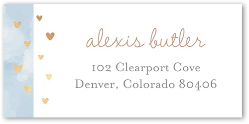 Heart Showers Address Label, Blue, Address Label, Matte, Blue