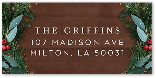 Rustic Holly Wreath Address Label, Brown, Address Label, Matte, Clove