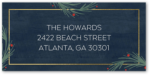 Art Deco Evergreen Address Label, Blue, Address Label, Matte, Navy