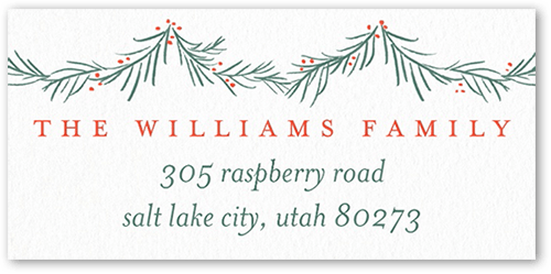 Holly Garland Address Label, Red, Address Label, Matte
