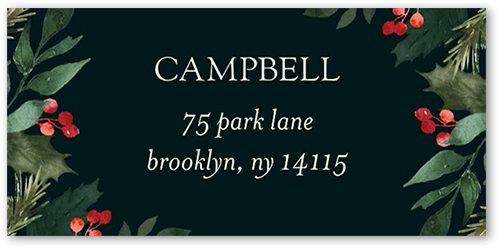 Fancy Garland Address Label, Green, Address Label, Matte