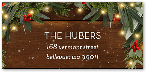 Wreath Topped Address Label, Brown, Address Label, Matte