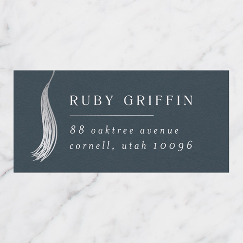 Captivating Tassel Address Label, Grey, Address Label, Matte, Silver