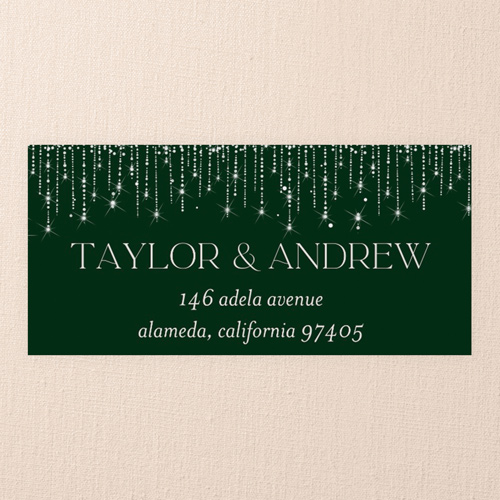 Adorned Glimmer Wedding Address Label, Green, Address Label, Matte, Leafy