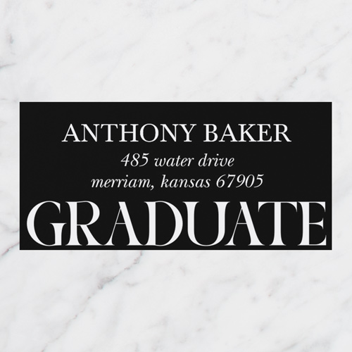 Splendid Graduate Address Label, Black, Address Label, Matte