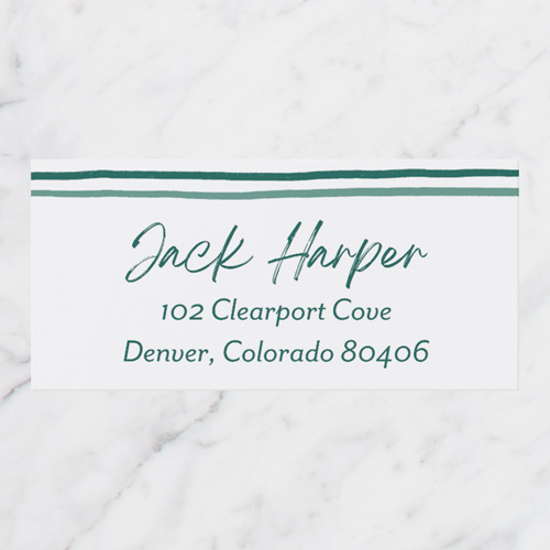 Doubled Lines Address Label, Green, Address Label, Matte