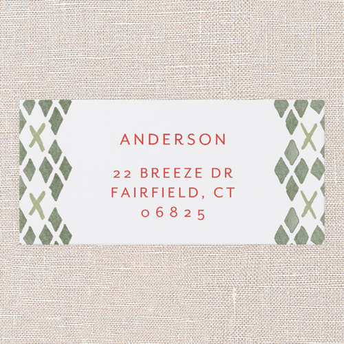Stamped Argyle Address Label, Green, Address Label, Matte, Leafy