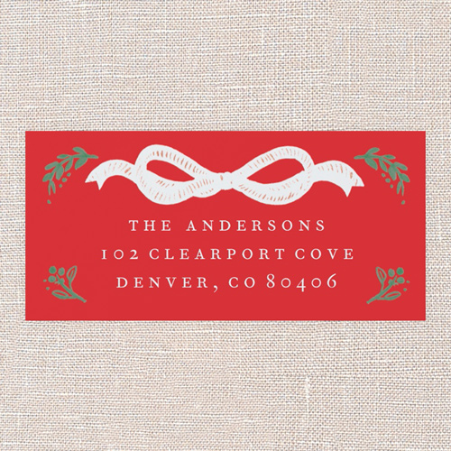 Vintage Bow Address Label, Green, Address Label, Matte