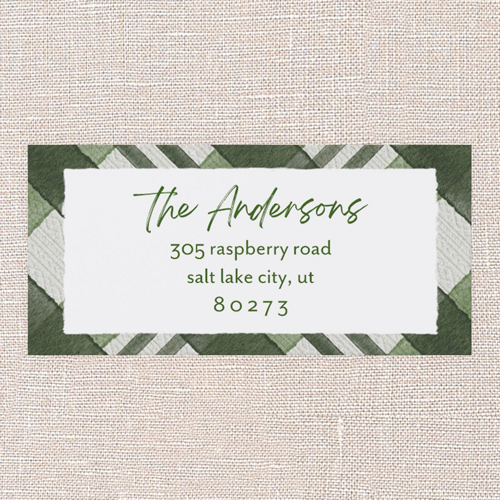 Comforting Plaid Address Label, Green, Address Label, Matte, Leaf