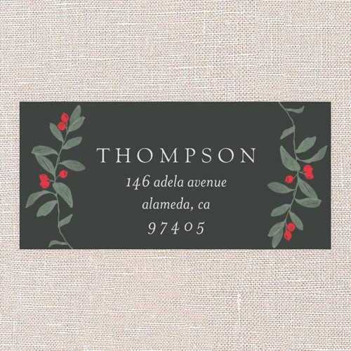 Enclosed Holly Address Label, Green, Address Label, Matte, Evergreen