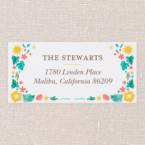 Tropical Times Address Label, Yellow, Address Label, Matte, Golden