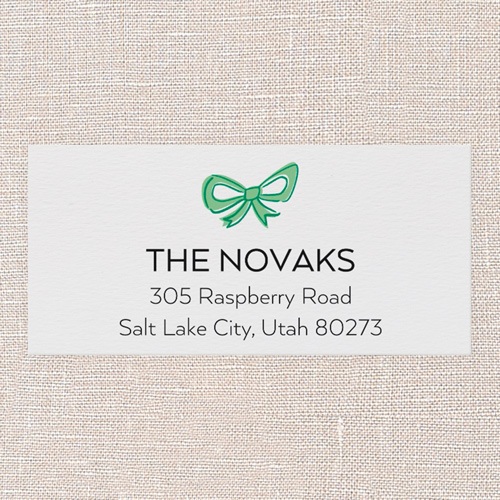 Joyful Bow Tidings Address Label, Green, Address Label, Matte, Green