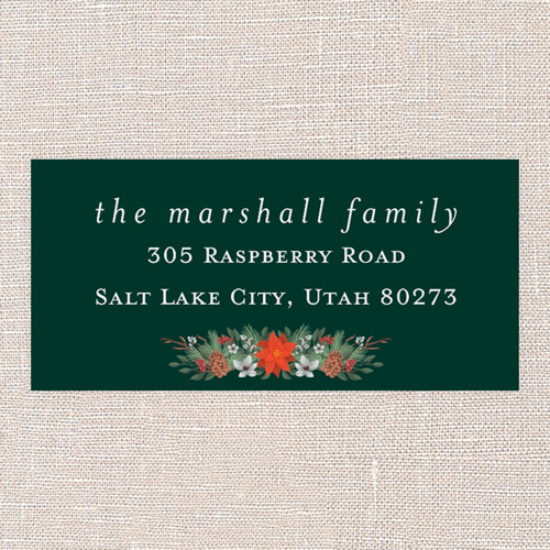 Winter Botanical Border Address Label, Green, Address Label, Matte, Spruce