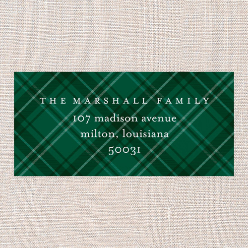 Classic Plaid Shine Address Label, Green, Address Label, Matte, Green